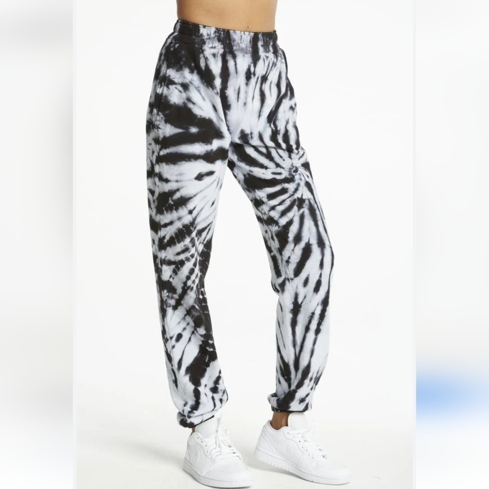 Year of Ours Boyfriend Sweatpant Black Tie Dye Medium Pockets Baggy Fit Made USA